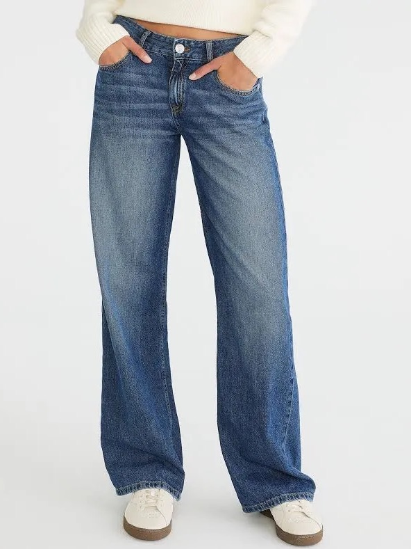 Nwt Aeropostale Low-Rise Baggy Wide Leg Lightweight Luxe Jeans Size 4 Regular